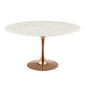 Lippa 54" Round Dining Table, Metal Steel Artificial Marble, White Rose Gold 15222