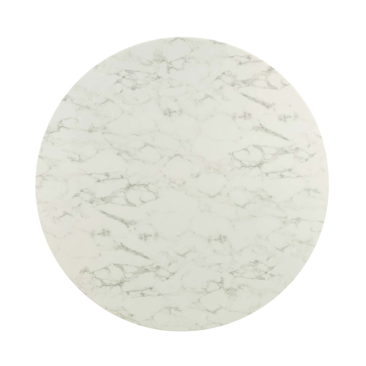 Lippa 54" Round Dining Table, Metal Steel Artificial Marble, White Rose Gold 15222