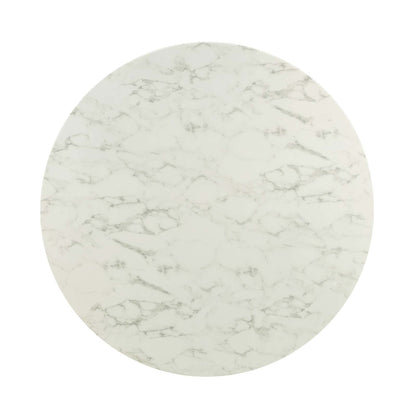 Lippa 54" Round Dining Table, Metal Steel Artificial Marble, White Rose Gold 15222