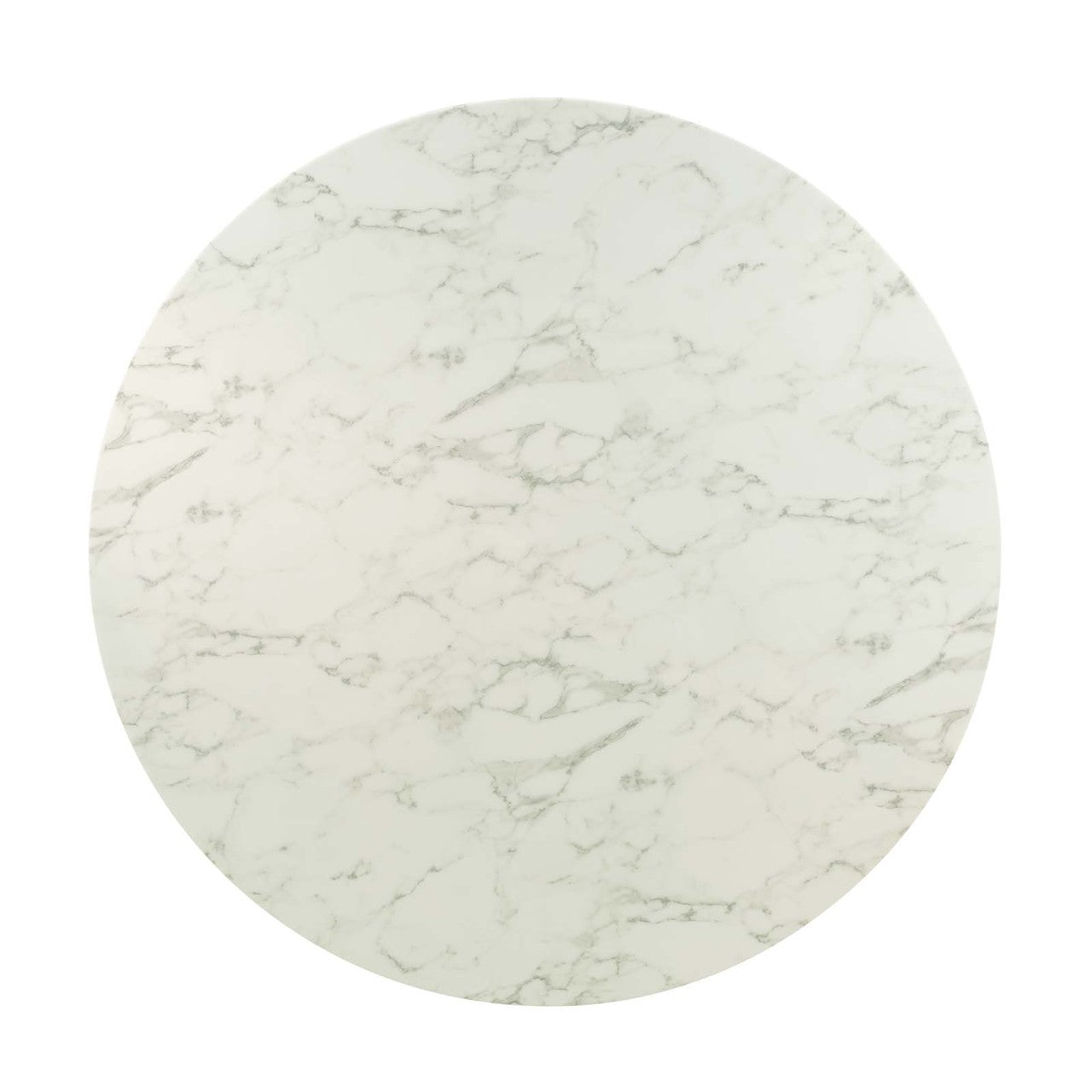 Lippa 60" Round Dining Table, Metal Steel Artificial Marble, White Rose Gold 15697