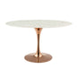 Lippa 54" Oval Dining Table, Metal Steel Artificial Marble, White Rose Gold 15360
