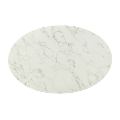 Lippa 42" Oval-Shaped Coffee Table, Metal Steel Artificial Marble, Gold White 14263