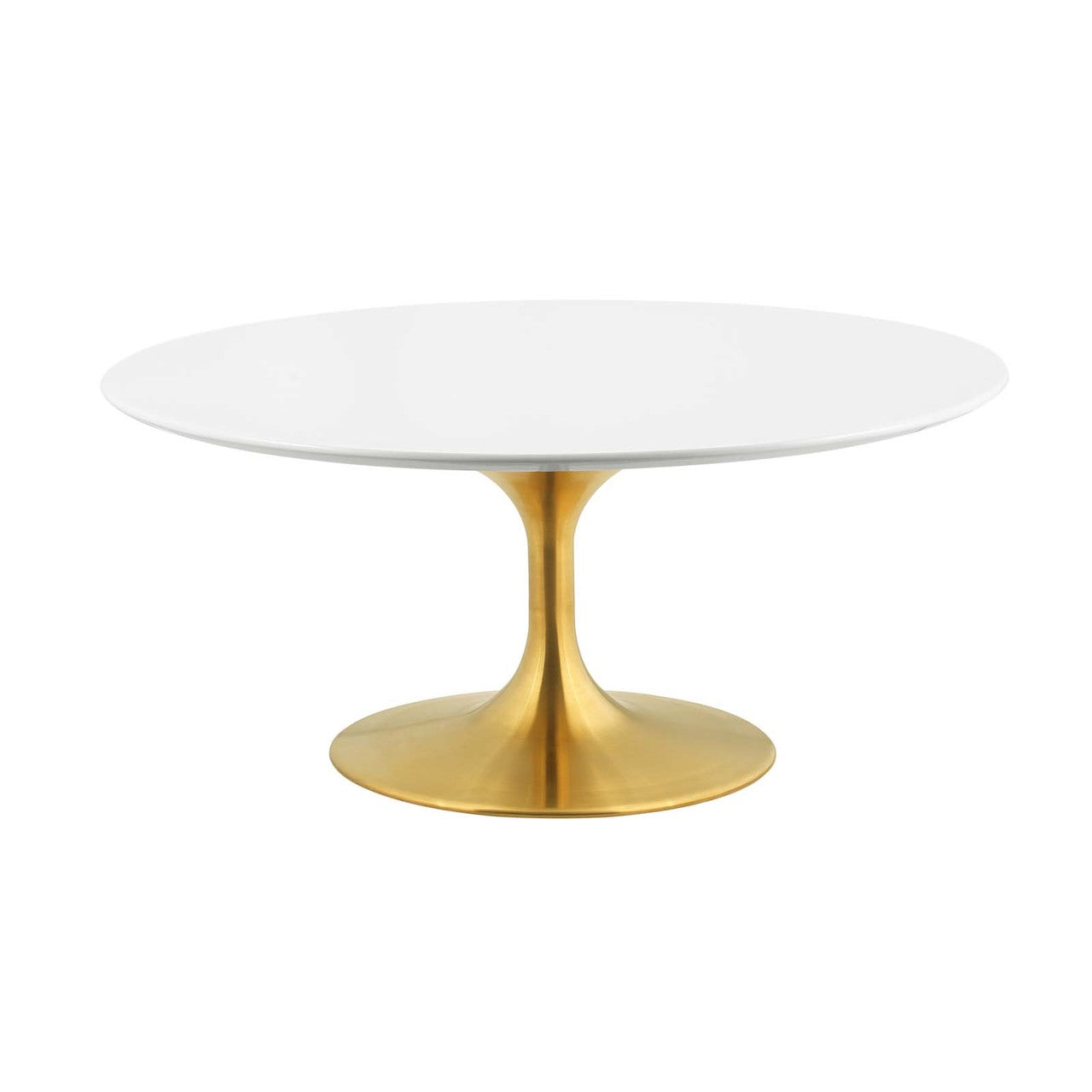 Lippa 36" Coffee Table, Metal Steel Wood, Gold White 14264