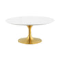 Lippa 36" Coffee Table, Metal Steel Wood, Gold White 14264