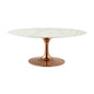 Lippa 42" Oval-Shaped Coffee Table, Metal Steel Artificial Marble, White Rose Gold 15223