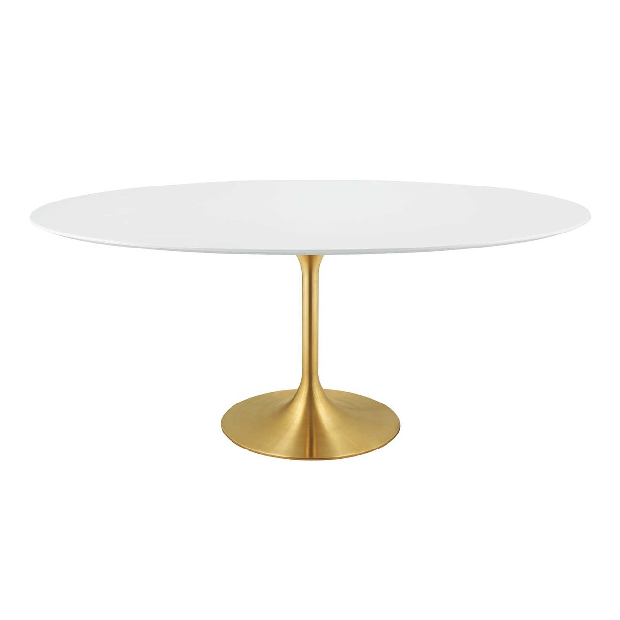 Lippa 78" Oval Dining Table, Metal Steel Wood, Gold White 15361