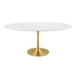 Lippa 78" Oval Dining Table, Metal Steel Wood, Gold White 15361