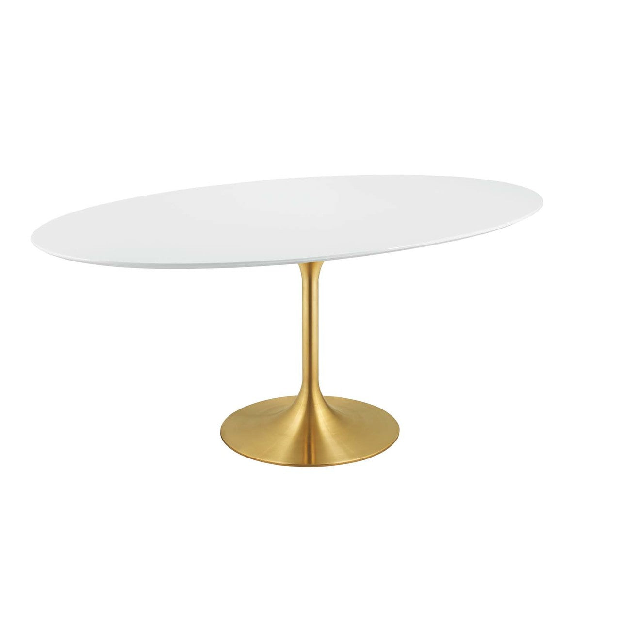 Lippa 78" Oval Dining Table, Metal Steel Wood, Gold White 15361