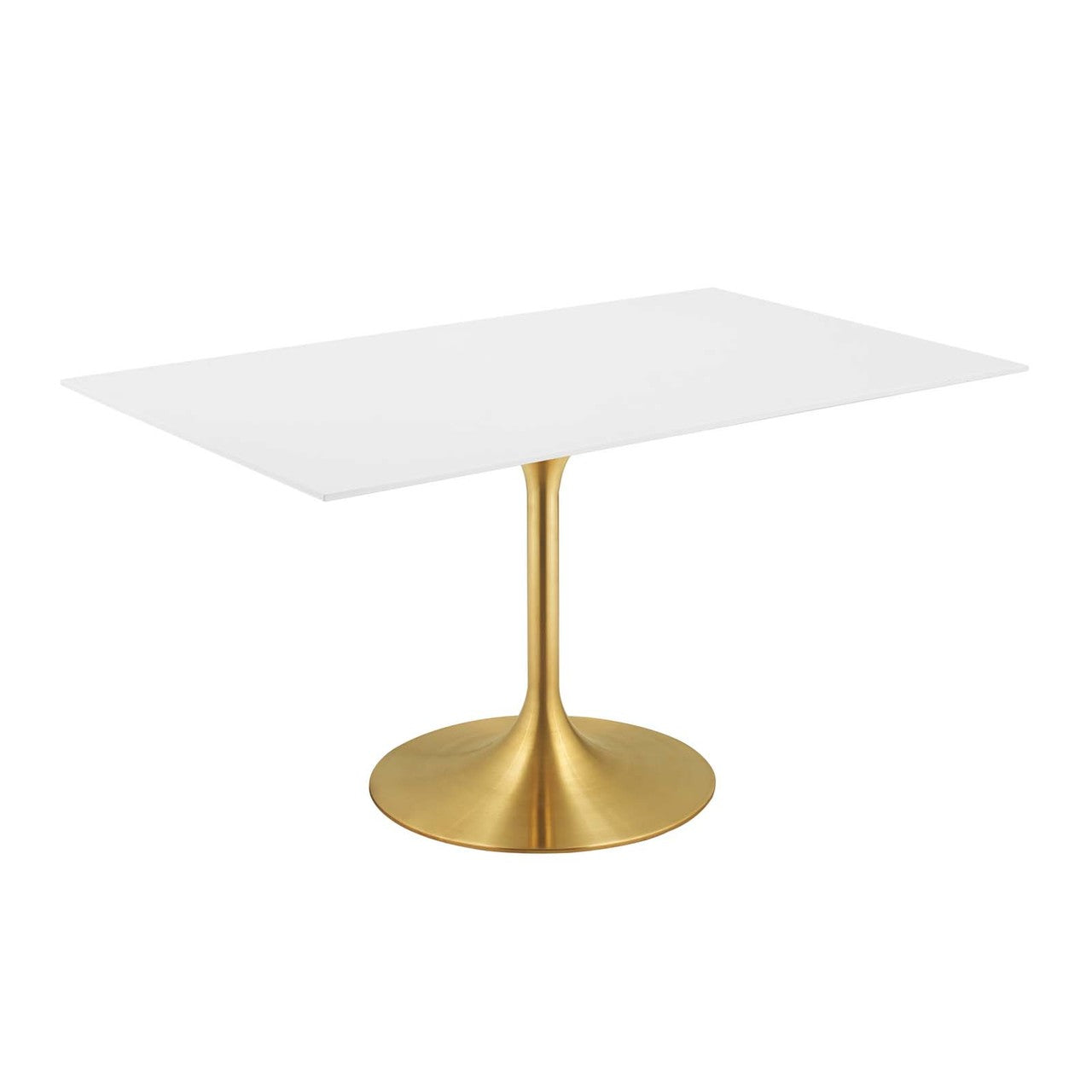 Lippa 60" Rectangle Dining Table, Metal Steel Wood, Gold White 14266