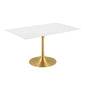 Lippa 60" Rectangle Dining Table, Metal Steel Wood, Gold White 14266
