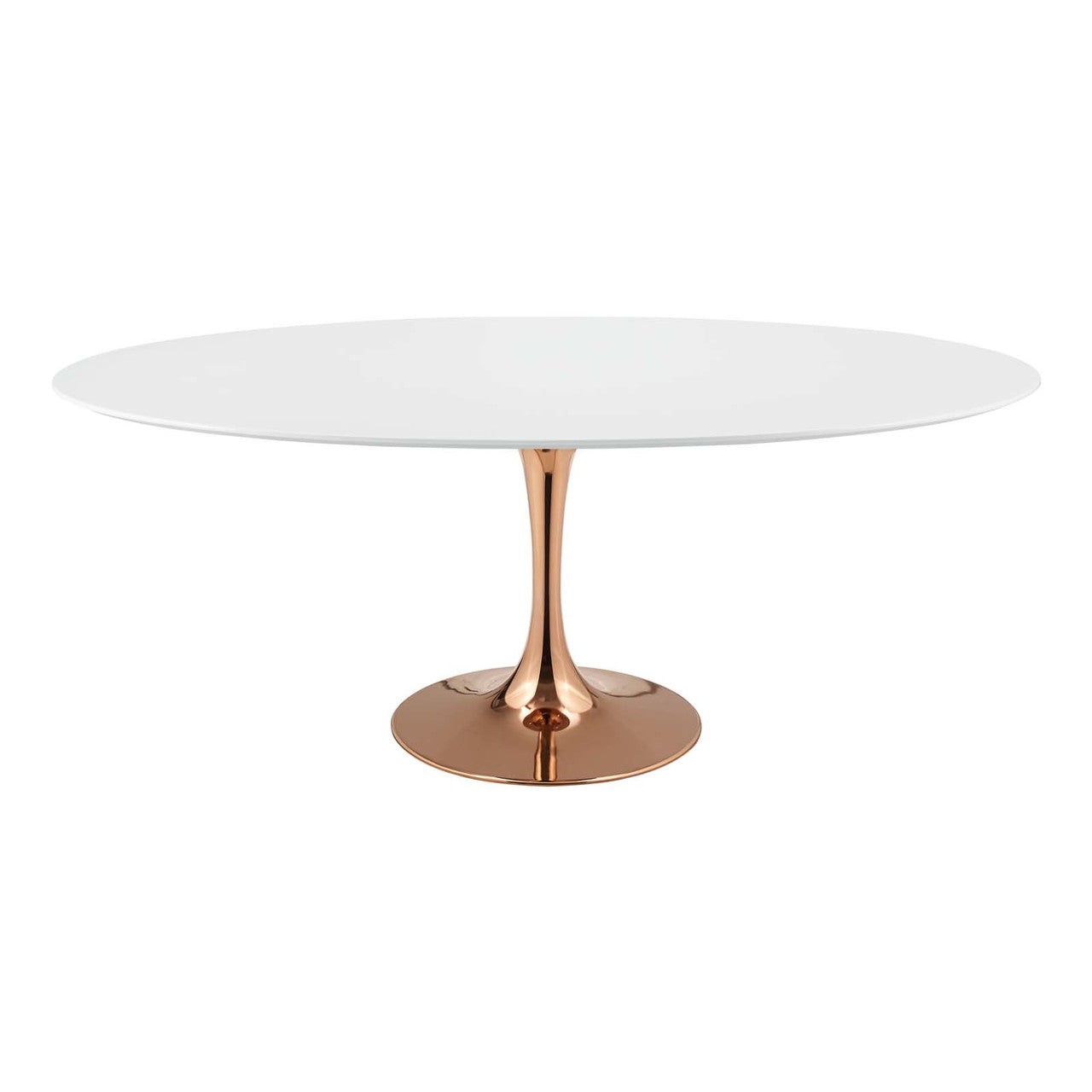 Lippa 78" Oval Dining Table, Metal Steel Wood, White Rose Gold 15227