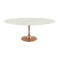 Lippa 78" Oval Dining Table, Metal Steel Artificial Marble, White Rose Gold 15229