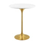 Lippa 28" Bar Table, Metal Steel Wood, Gold White 14267