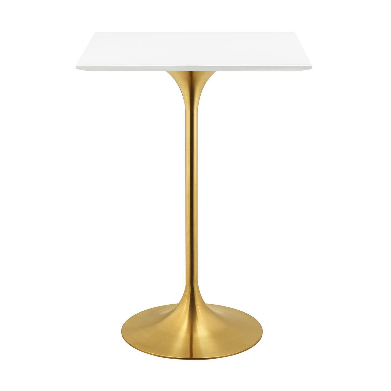 Lippa 28" Square Bar Table, Metal Steel Wood, Gold White 15230