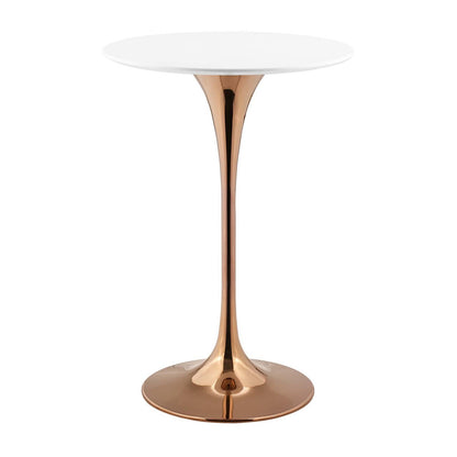 Lippa 28" Bar Table, Metal Steel Wood, White Rose Gold 15232