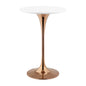 Lippa 28" Bar Table, Metal Steel Wood, White Rose Gold 15232