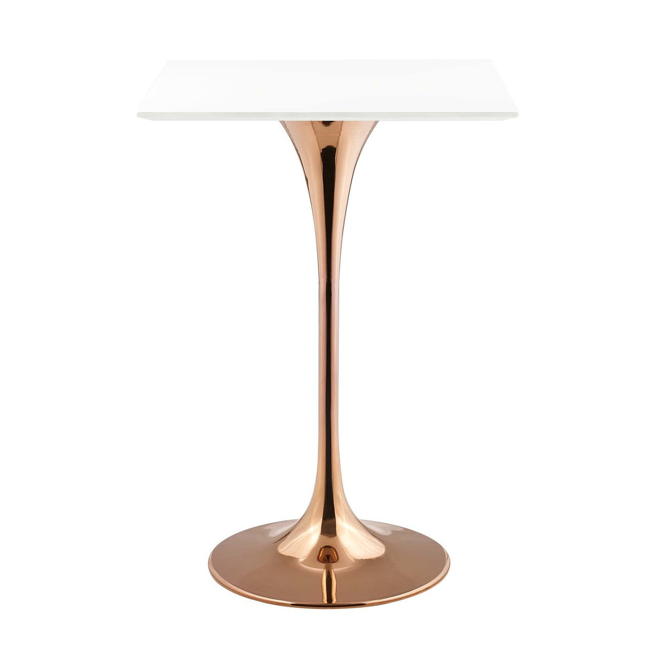 Lippa 28" Square Bar Table, Metal Steel Wood, White Rose Gold 14268