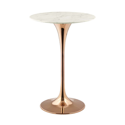 Lippa 28" Bar Table, Metal Steel Artificial Marble, White Rose Gold 15233