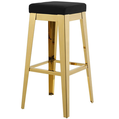 Arrive Gold Stainless Steel Upholstered Velvet Bar Stool, Velvet Fabric Metal Steel, Gold Black 15234