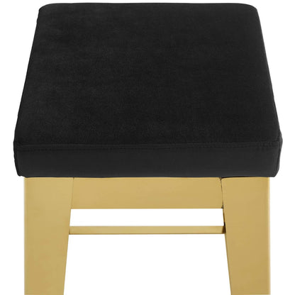 Arrive Gold Stainless Steel Upholstered Velvet Bar Stool, Velvet Fabric Metal Steel, Gold Black 15234