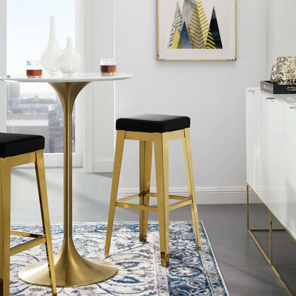 Arrive Gold Stainless Steel Upholstered Velvet Bar Stool, Velvet Fabric Metal Steel, Gold Black 15234