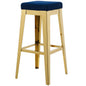 Arrive Gold Stainless Steel Upholstered Velvet Bar Stool, Velvet Fabric Metal Steel, Gold Navy 15235
