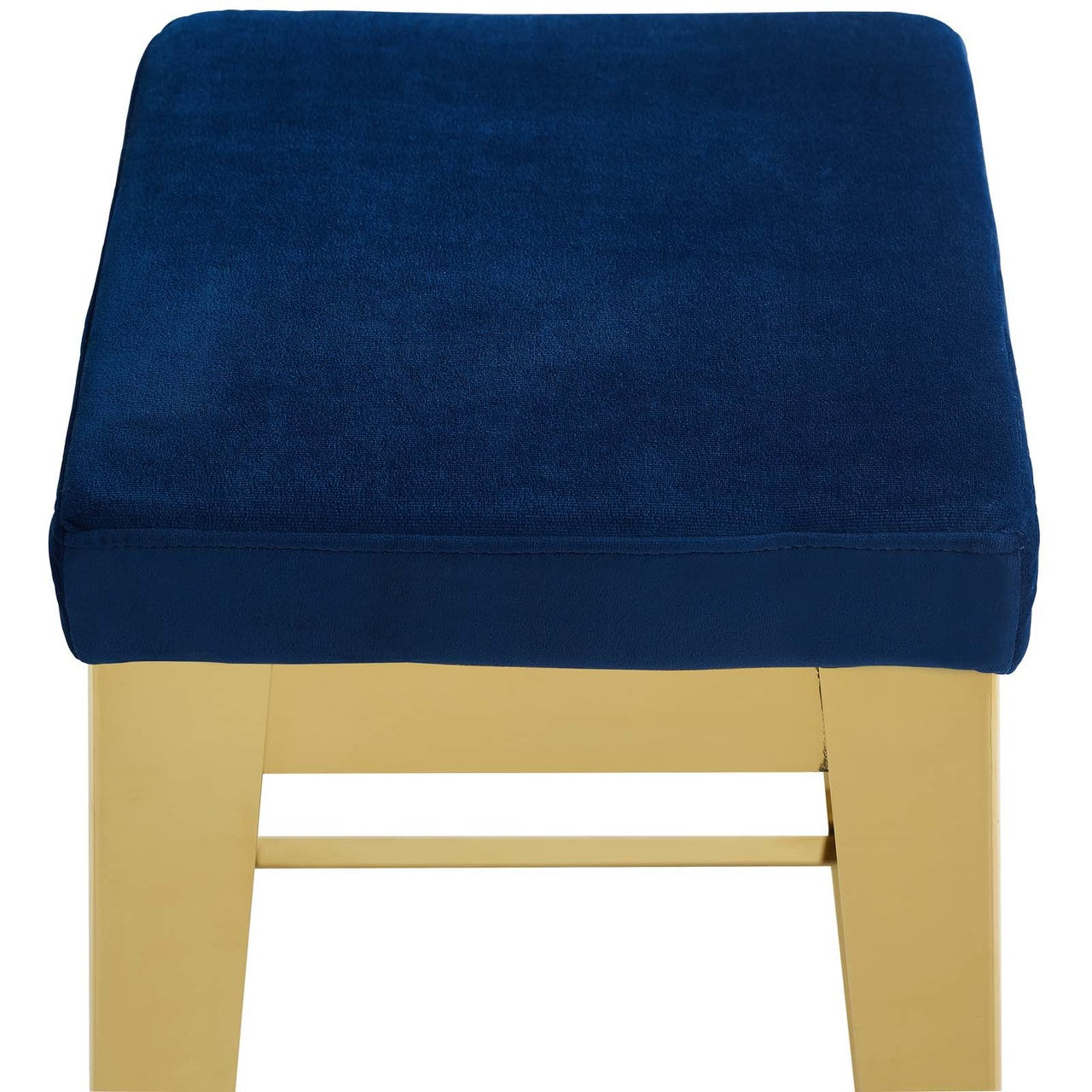 Arrive Gold Stainless Steel Upholstered Velvet Bar Stool, Velvet Fabric Metal Steel, Gold Navy 15235