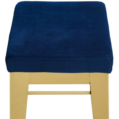 Arrive Gold Stainless Steel Upholstered Velvet Bar Stool, Velvet Fabric Metal Steel, Gold Navy 15235