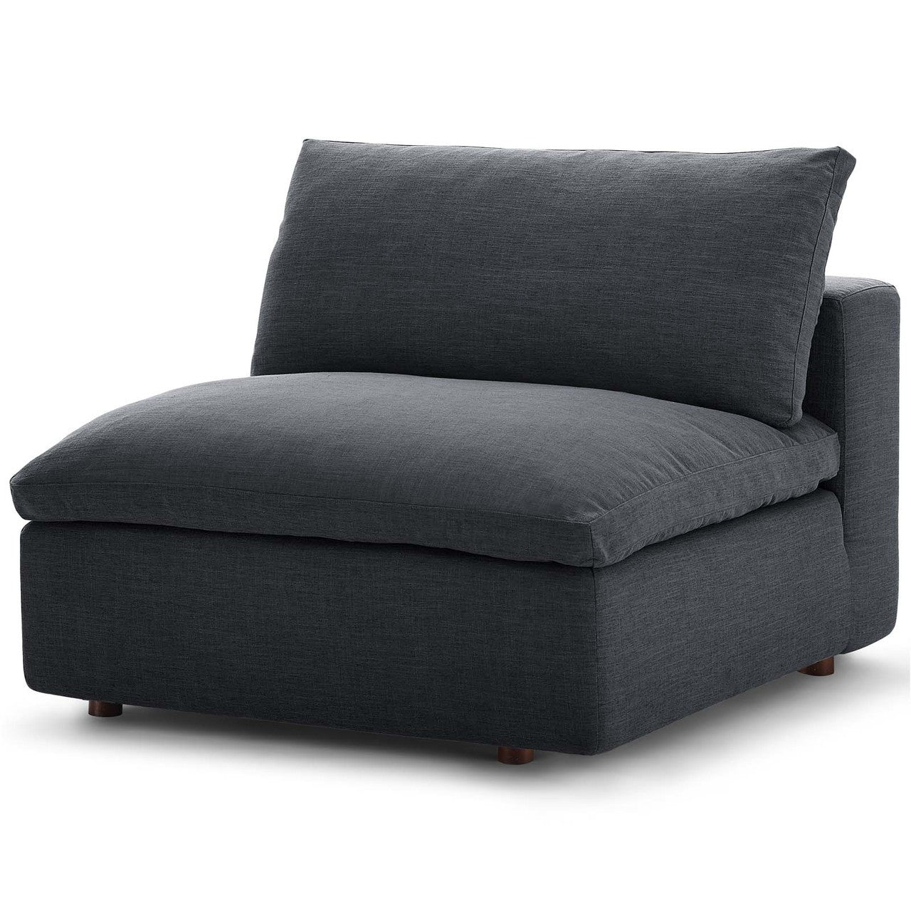 Commix Down Filled Overstuffed Armless Chair, Fabric, Grey Gray 15701