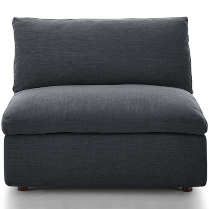 Commix Down Filled Overstuffed Armless Chair, Fabric, Grey Gray 15701
