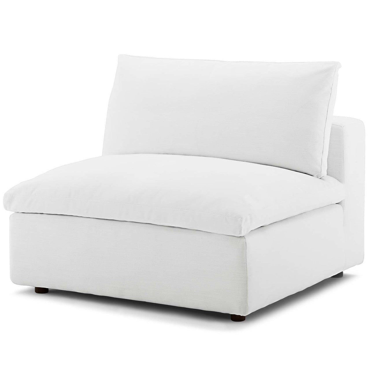 Commix Down Filled Overstuffed Armless Chair, Fabric, White 15702