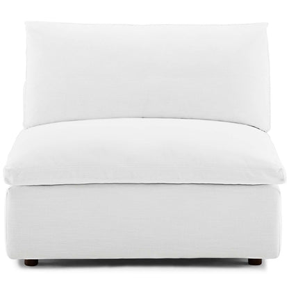 Commix Down Filled Overstuffed Armless Chair, Fabric, White 15702