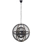 Gravitate Globe Rustic Oak Wood Pendant Light Chandelier, Wood, Natural Dark Brown 15364