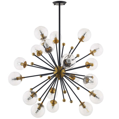 Constellation Clear Glass and Brass Ceiling Light Pendant Chandelier, Metal Steel, Gold 15365