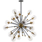 Constellation Clear Glass and Brass Ceiling Light Pendant Chandelier, Metal Steel, Gold 15365