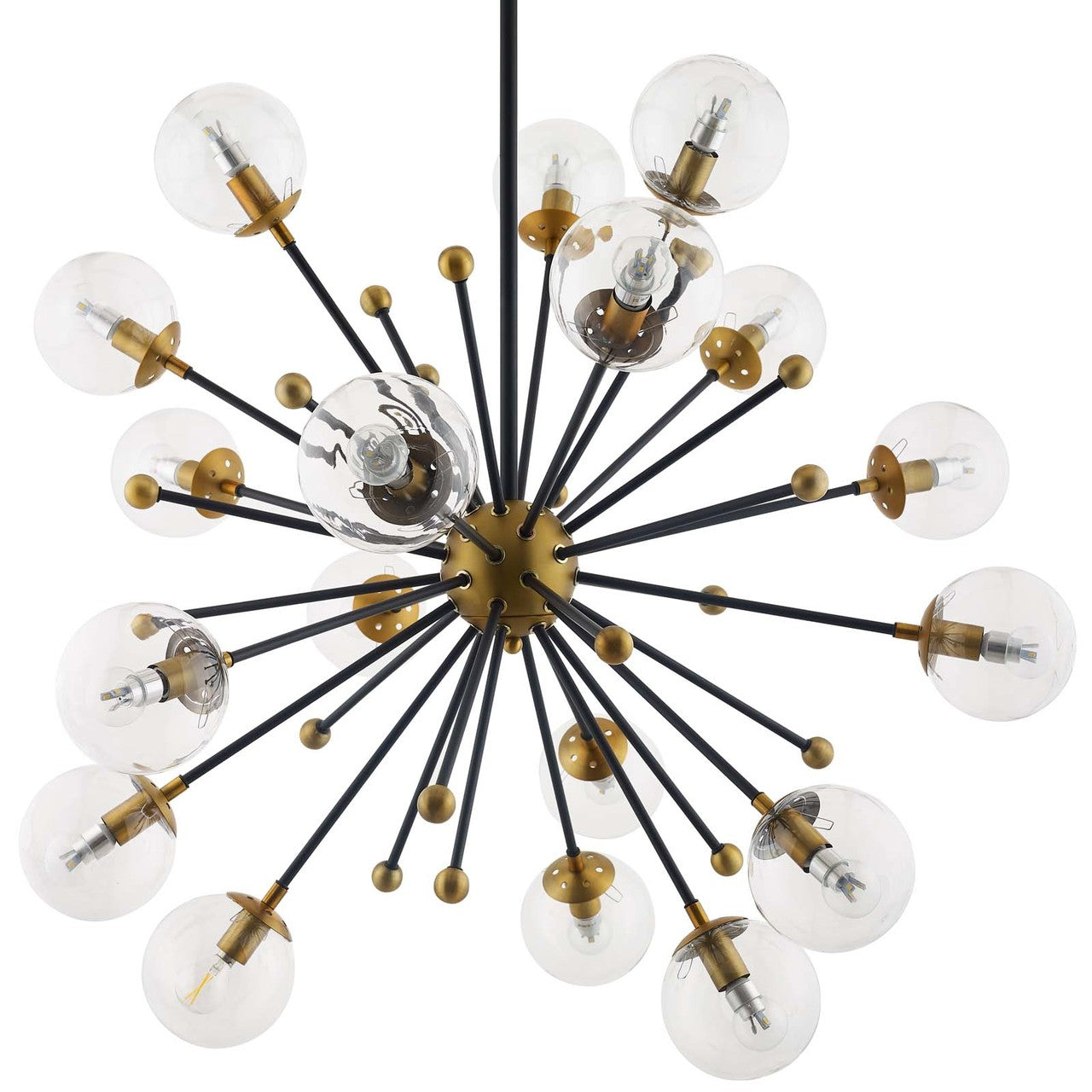 Constellation Clear Glass and Brass Ceiling Light Pendant Chandelier, Metal Steel, Gold 15365