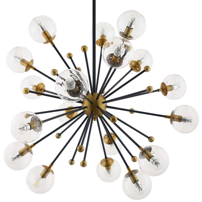 Constellation Clear Glass and Brass Ceiling Light Pendant Chandelier, Metal Steel, Gold 15365