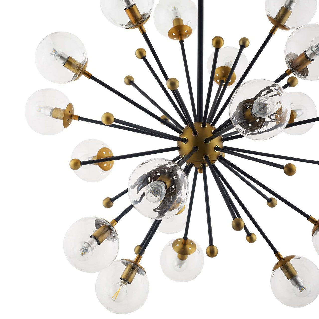 Constellation Clear Glass and Brass Ceiling Light Pendant Chandelier, Metal Steel, Gold 15365