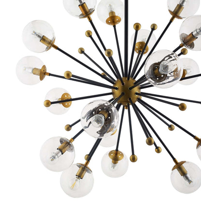 Constellation Clear Glass and Brass Ceiling Light Pendant Chandelier, Metal Steel, Gold 15365