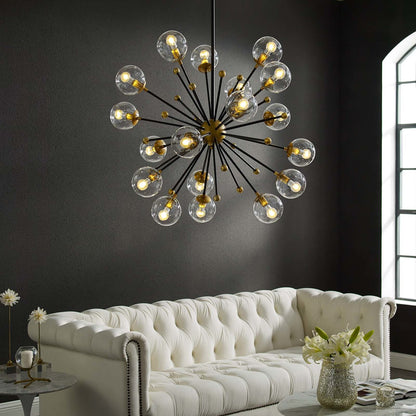 Constellation Clear Glass and Brass Ceiling Light Pendant Chandelier, Metal Steel, Gold 15365