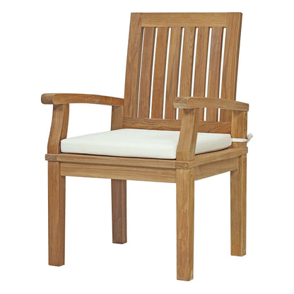 Marina 7 Piece Outdoor Patio Teak Outdoor Dining Set, Wood, White Natural 14269
