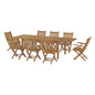 Marina 9 Piece Outdoor Patio Teak Outdoor Dining Set, Wood, Natural 14271