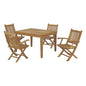 Marina 5 Piece Outdoor Patio Teak Outdoor Dining Set, Wood, Natural 14279