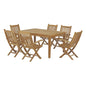 Marina 7 Piece Outdoor Patio Teak Outdoor Dining Set, Wood, Natural 14281
