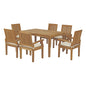 Marina 7 Piece Outdoor Patio Teak Outdoor Dining Set, Wood, White Natural 14282