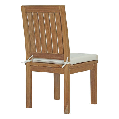 Marina 7 Piece Outdoor Patio Teak Outdoor Dining Set, Wood, White Natural 14283