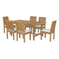 Marina 7 Piece Outdoor Patio Teak Outdoor Dining Set, Wood, White Natural 14286