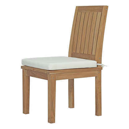 Marina 7 Piece Outdoor Patio Teak Outdoor Dining Set, Wood, White Natural 14286