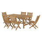 Marina 7 Piece Outdoor Patio Teak Outdoor Dining Set, Wood, Natural 14288