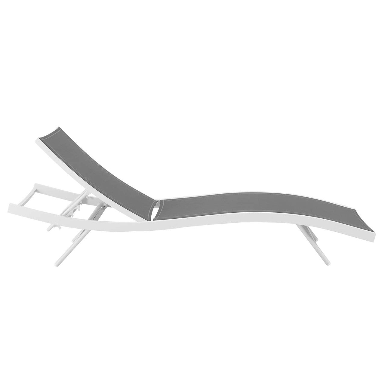 Glimpse Outdoor Patio Mesh Chaise Lounge Chair, Fabric Aluminium, White Grey Gray 15368